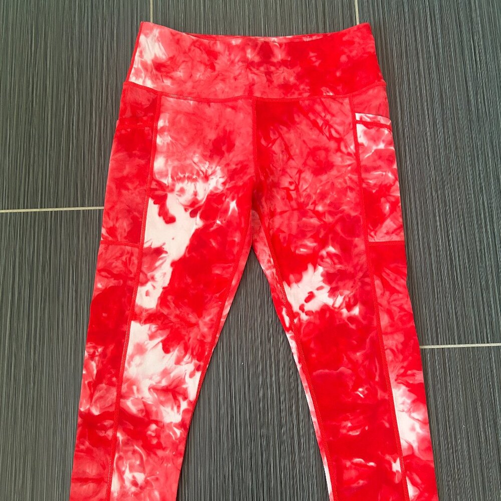 CVG Red Tie dye leggings, Small capri length
